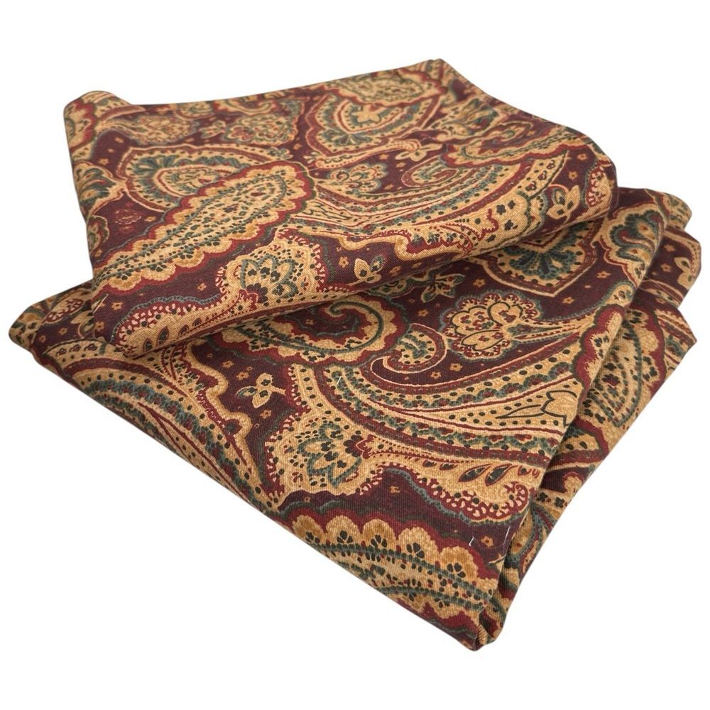 Waverly Garden Room Paisley Print Maroon Beige Cotton Set of 2 Curtain Panels